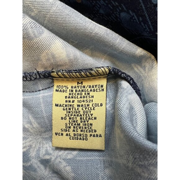 Caribbean Joe Youth Navy Blue Tropical Print Button-Up Shirt Medium 100% Rayon. - Picture 3 of 4